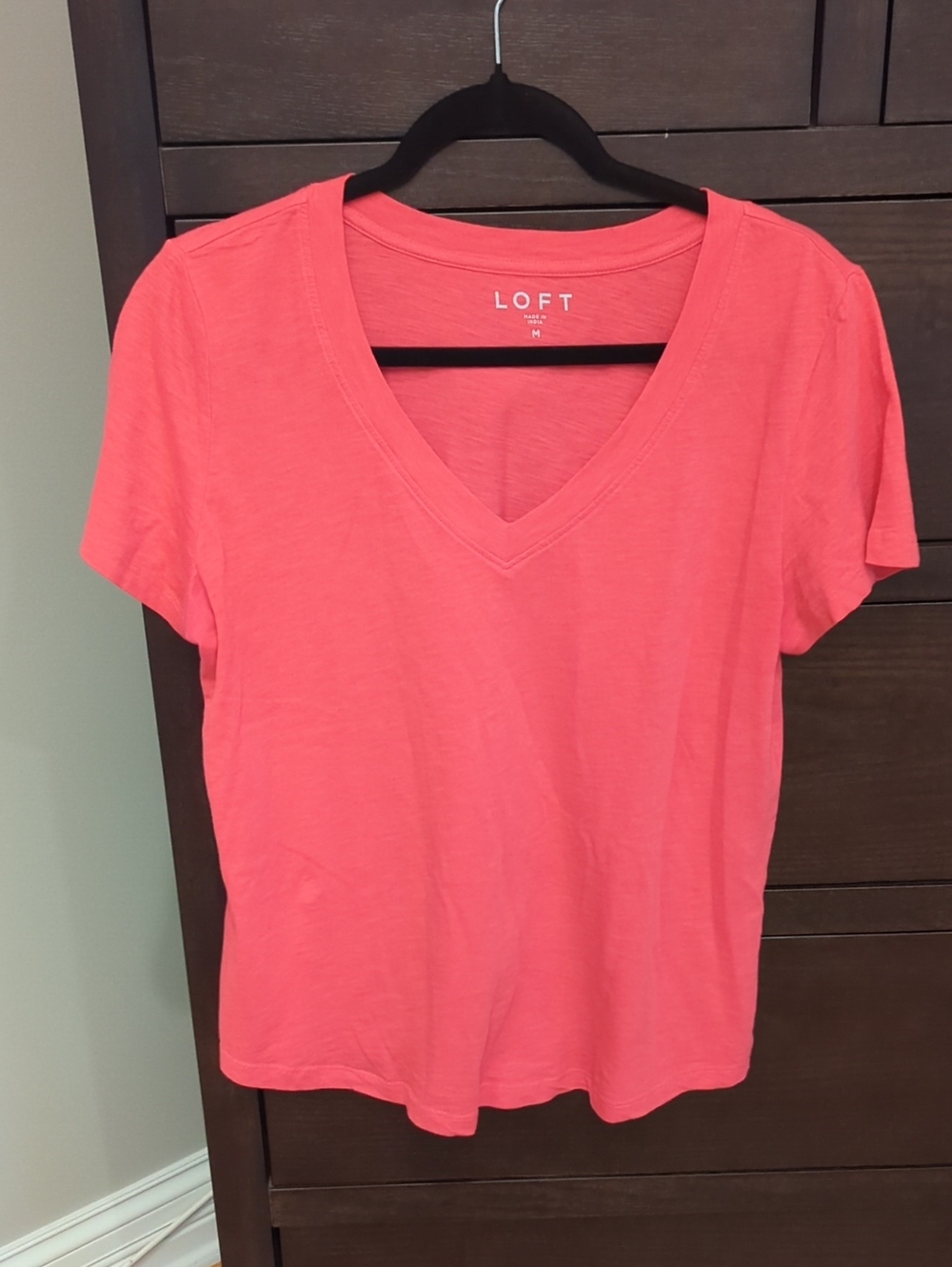 LOFT Coral V-Neck Short Sleeve Tee